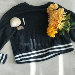 Cropped Gray Hoodie w/ White Detailing